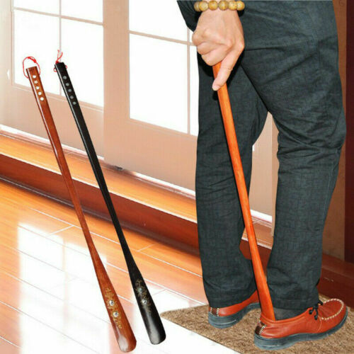 Extra Long Handle Shoe Horn Wooden 21" Handled Wooden Shoehorn Easy Aid Horn Usa